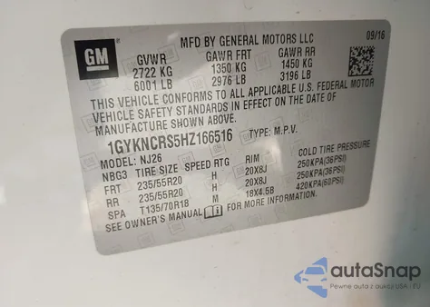 2017 Cadillac Xt5 Premium Luxury from USA, damaged, VIN 1GYKNCRS5HZ166516